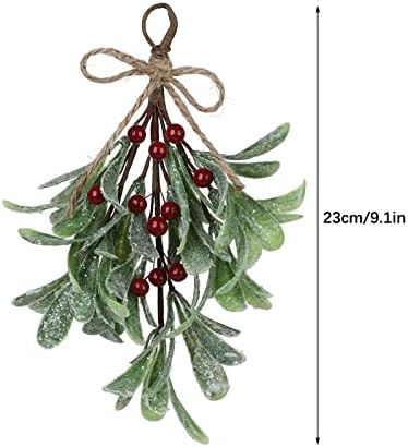 Mistletoe Decoration 9 Inch Mistletoe Christmas Decor with Berries Artificial Mistletoe Pick Kissing Ball Christmas Mistletoe Hanging Ornament for Tree Door Holiday Decor(Red 4pcs)