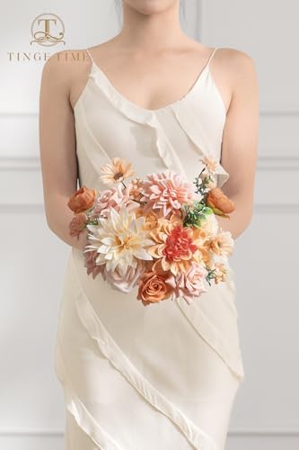 TINGE TIME Artificial Wedding Flower Combo, Rose Peony Blush Champagne