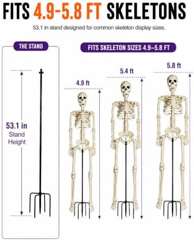 1 P Skeleton Stand for 5-5.6 ft Halloween Skeletons,Skeleton Not Included