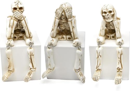 Gift Boutique Halloween Skeleton Statues Set of 3 - with Dangling Legs