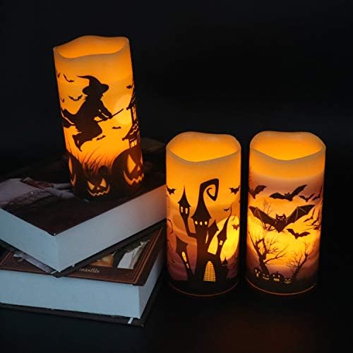 Wondise Halloween Flameless Flickering Candles with 6H Timer