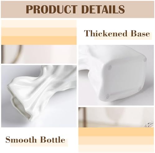 FOWSEEK 6IN White Ceramic Vase, Irregular Flower Vase Modern Art Decorative Vases for Flowers, Unique Paper Bag Vases for Home Office Centerpieces Entryway Bookshelf Living Room Table Decor