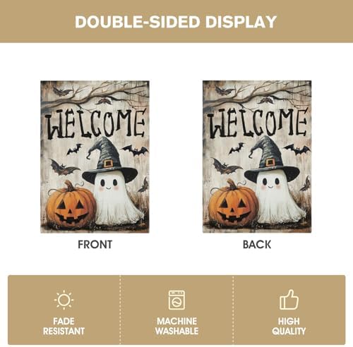 AVOIN colorlife Welcome Halloween for Outside House Flag 28x40 Inch