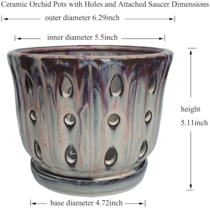 Ceramic Orchid Pot with Drainage Hole 6'' (Mauve Over Cream)
