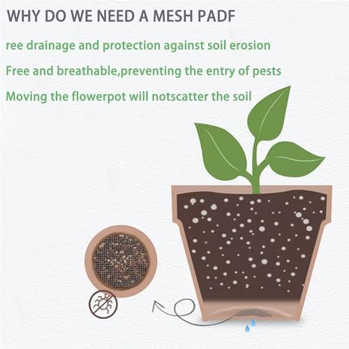 200PCS Plant Pot Hole Mesh Pads, 2-Inch Round Flower Pot Drainage Covers