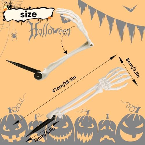 DIYDEC 10 PCS Halloween Skeleton Arm Decor White Hands Stakes for Outdoor