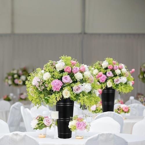 9 Inch High Galvanized Bucket Vase w/Handle 6Pcs White Metal Vases
