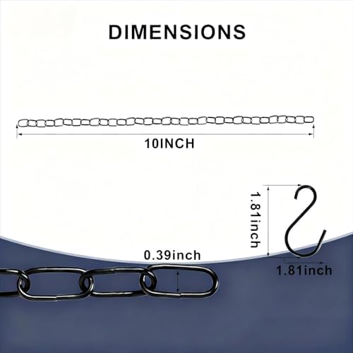 10 Inch Black Hanging Chains with Hooks, Garden Plant Hangers for Hanging Bird Feeders, Billboards, Chalkboards, Basket, Planters, Lanterns, Wind Chimes and Decorative Ornaments Etc-6Pack