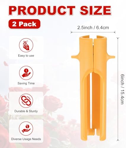 M METERXITY 2-Pack Rose Thorn Stripper Tool, Plastic Metal Rose Stem Leaf Thorn Stripper for Bouquets Pruning Branches/Floral Arrangement, Flower Stripping Tool Remove [Yellow]