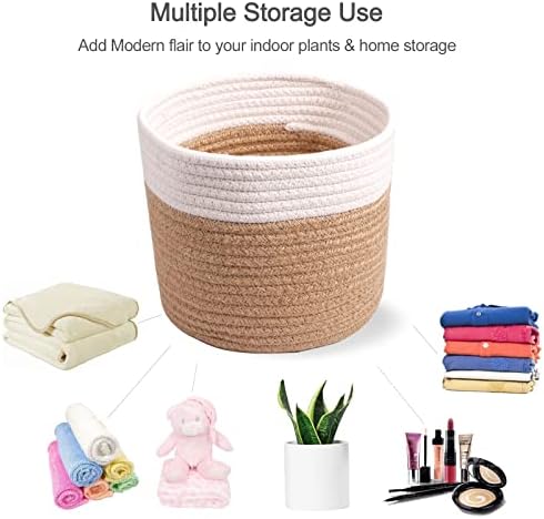 11" Cotton Rope Plant Basket Modern Woven Baskets 11"x 11"