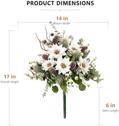 2 Pcs Artificial Christmas Bouquet Flowers Home Office Winter Décor