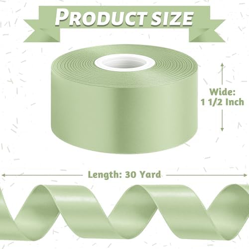 30 Yards 1 1/2 in Sage Green Ribbon for Gift Wrapping Wedding Crafts