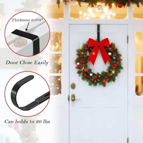 Metal Wreath Hanger for Front Door, Adjustable Wreath Hanger from 12-20"