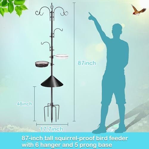 YINGYM 87 Inch Bird Feeding Station Kit with Squirrel Baffle for Outside