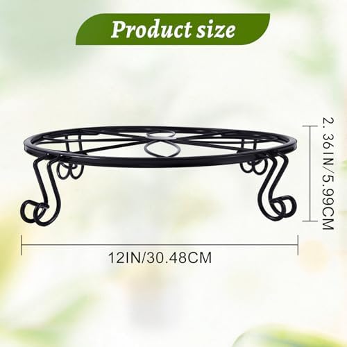1/2/4 Pack 10/12 Inch Heavy Duty Iron Plant Stands - Rustproof Metal Flower Pot Holder for Indoor Outdoor Use, Round Wrought Iron Planter Stand for Corner Gardening, Patio, Balcony Decor- Black (12IN4PCS)