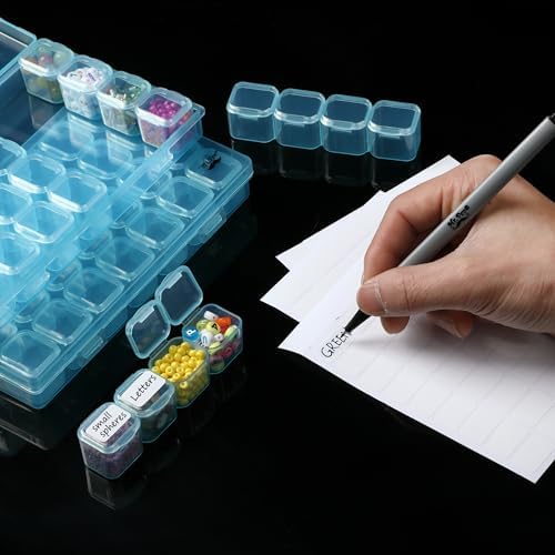 Mr. Pen- Bead Storage Containers, 28 Grids, 2 Pack, Transparent Blue
