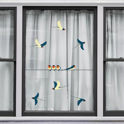 Set of 7 Swallow Bird Window Clings | Bird Window Strike Prevention