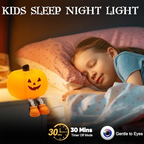 Cute Halloween Pumpkin Night Light Rechargeable for Nursery Bedroom
