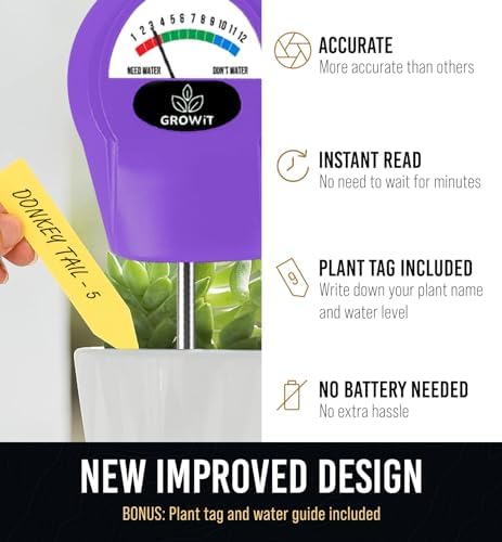 Soil Water Monitor for Plants - Soil Moisture Meter | Hydrometer for Plants | Plant Moisture Meter Houseplants | Water Tester for Plants | Farming Indoor and Outdoor Plants-Purple