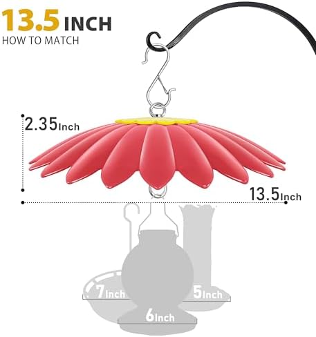 10.5 inch Bird Feeder Rain Guard,Hummingbird Feeder Shade Dome Cover,Umbrella Cover for Bird House for Outdoor,Squirrel Baffle,2 Pack(Red,Yellow)