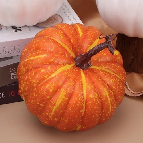 7 Inch Orange Artificial Pumpkin Fake Foam Lifelike Craft Pumpkin