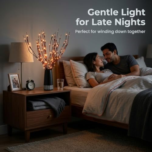 DK177 4Pack Led Branch Light Battery Operated Lighted Branch Vase Filler Willow Tree Artificial Little Twig Power Brown 30 Inch 20 LED for Home Romantic Decoration, 4Pack Orenge-Light