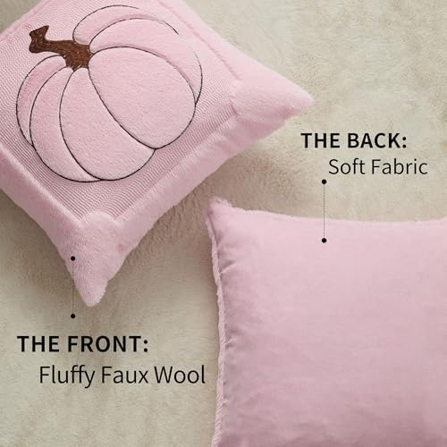 Allorry Fall Pillow Covers 18x18 2 Pack Pink Pumpkin Home Decor PT010H18