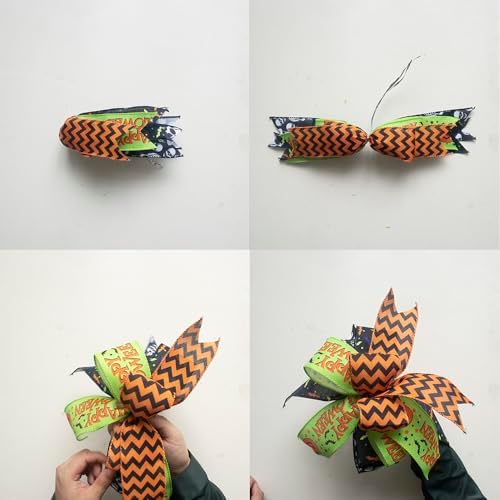 Halloween Wreath Bows,14 x11 inch Wreath Bow for Indoor Outdoor Door Wall Windows Decoration Halloween Party Supplies Gifts