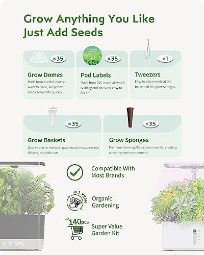 URUQ 140pcs Hydroponic Pods Kit Compatible with AeroGarden & Most Brands