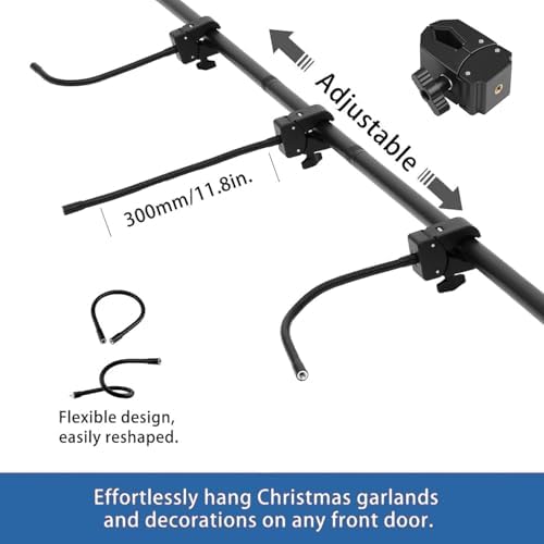 Garland Hanger for Door Frame，Adjustable 30"- 63" Heavy-Duty Garland Holder for Holiday Swags, Wreaths, Lights, Outdoor Decor, Damage-Free No-Drill Design