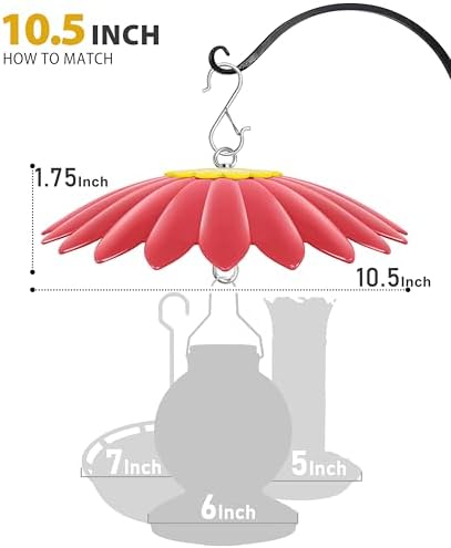 10.5 inch Hummingbird Feeder Shade Dome Cover,Rain Guard,Weather Guard for Bird Feeder, Umbrella Cover for Bird House for Outdoor,Squirrel Baffle,Flower Design(Red) 4 Pack.