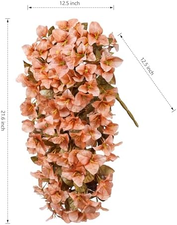 Bougainvillea Artificial Flowers Plants for Outdoors Outside Fall Autumn Decoration, 2 pcs Faux Silk Long Trailing Vines UV Resistant Look Real Brown Fake Flowers for Front Door Porch Planter Urn Yard