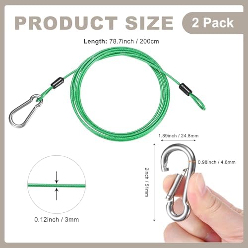 M METERXITY 2-Pack Bird Feeder Hanger with Snap Clip 200cm/79in, Green
