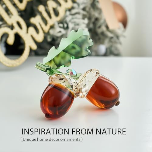 Crystal Acorn Figurines Glass Acorns Paperweight for Decorations Autumn and Thanksgiving Gifts for Home Decor (Brown)