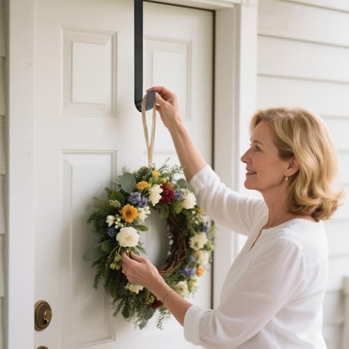 Sattiyrch 15" Wreath Hanger for Front Door, Over the Door Wreath Hook