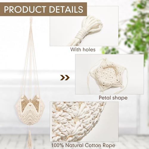 Shappy 3 Pack Boho Macrame Plant Hanger for Indoor