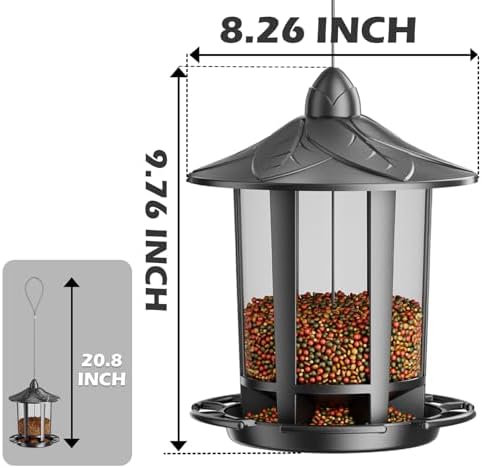 Birdream 4 Pack Bird Feeders for Outdoor Hanging, Assembly Required, 1-Min Easy Setup, Charming Castle Design, Attracting Cardinals Chickadees Goldfinches & Sparrows - Black