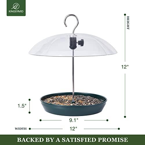Kingsyard Platform Bird Feeder with Adjustable Dome for Outdoors Hanging