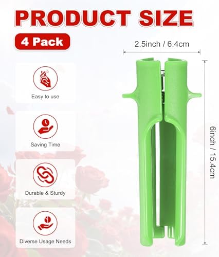 M METERXITY 4-Pack Rose Thorn Stripper Tool, Plastic Metal Rose Stem Leaf Thorn Stripper for Bouquets Pruning Branches/Floral Arrangement, Flower Stripping Tool Remove [Green]
