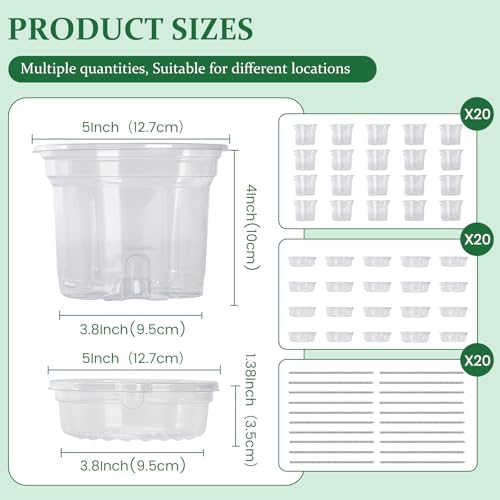 Bluepro Self Watering Pots for Indoor Plants, 5 Inch, 20-Pack