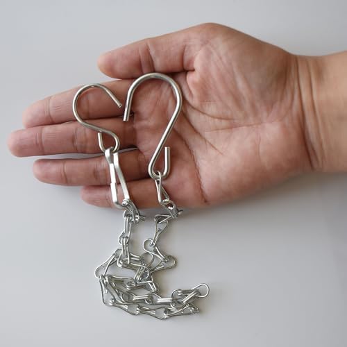 Chain for Hanging Plants,21 Inch Silver Hanging Chain, Small Hanging Basket Chain Kits with Hooks for Bird Feeder Hanging Basket Extender Porch Wind Chime (Silver, 21 Inch-6PCS)
