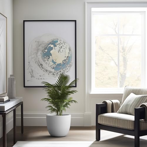 Kante Accent Round Bowl White Concrete Planter 14" Dia, Outdoor