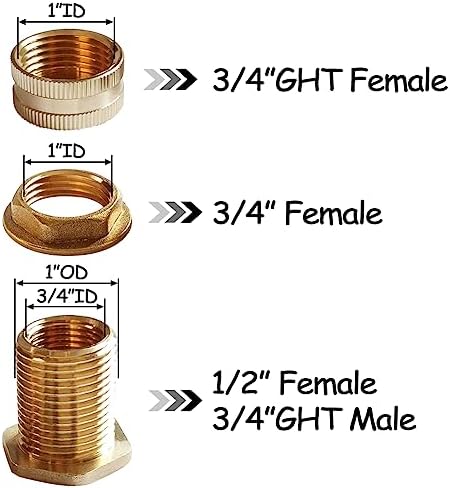Uenede Brass Bulkhead Fitting 1/2" Female x 3/4" GHT Male with Plug, 1PCS