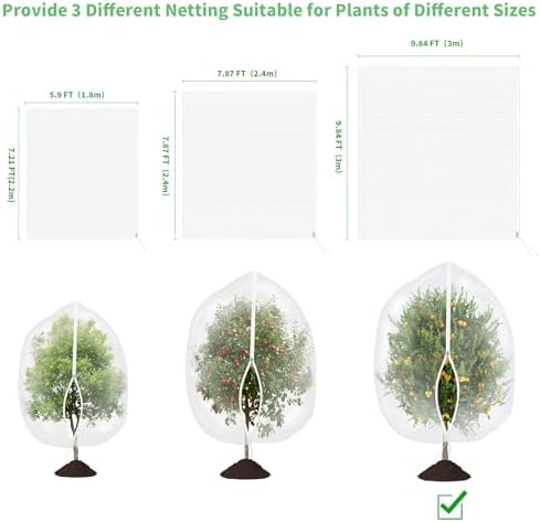 afzdby Large Garden Mesh Netting with Zipper and Drawstring,Plants Cover Protection from Anti Birds,Bugs,Cicadas,and Insects-Pest Barrier Bag for Blueberry Bushes,Tomatoes,Citrus,Fruit Tree