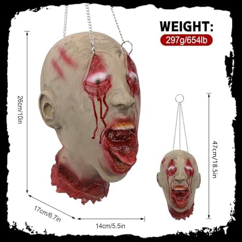 Bulex Severed Head Zombie Decorations Scary Halloween Realistic Props Hanging Bloody Head Haunted Party Décor