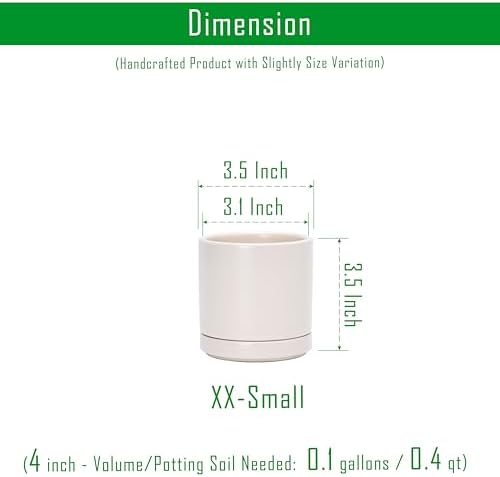 D'vine Dev 3.5 Inch Ceramic Planter Pot, Oatmeal, 94-O-A-8