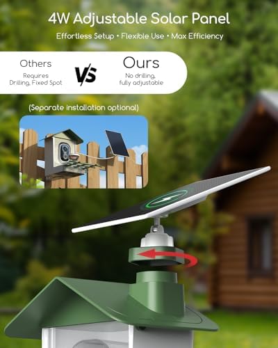 COOAU 5MP Smart Bird Feeder with Camera, 30% Faster Solar Charging