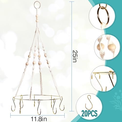 2pack Herb Drying Rack With 20pcs Golden Herb Dryer Hooks, Golden Color
