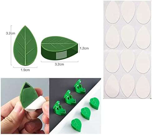 QRWT 60 Pieces Plant Climbing Wall Fixture Clips Self-Adhesive Plant Fixer Invisible Leaf Shaped Wall Vines Fixing Clips Hook Plant Vine Traction for Home Decoration Cable Wire Fixing