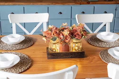 Mkono Fall Centerpieces for Tables Dining Room Decor with Mason Jar Lights
